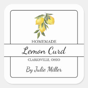 Homemade Lemon Curd Square Label