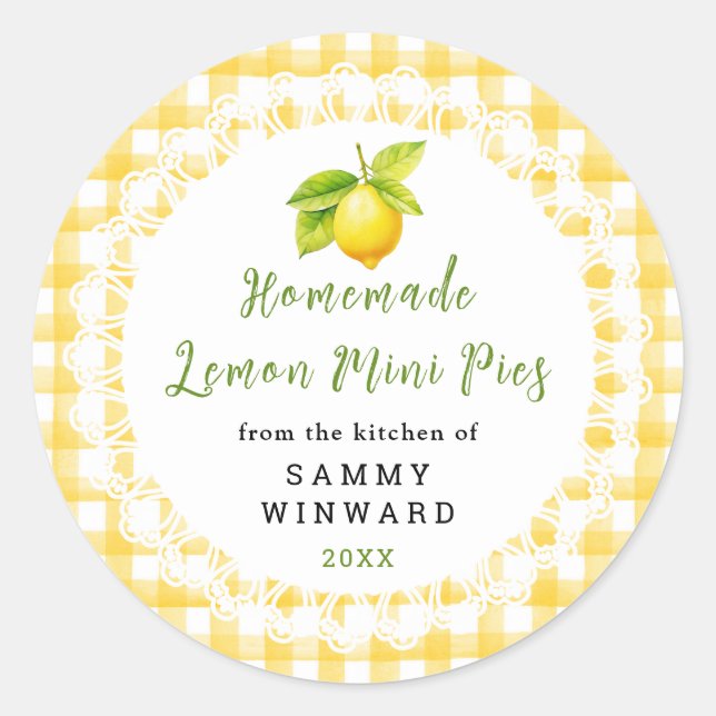 Homemade Lemon Mini Pies Label (Front)