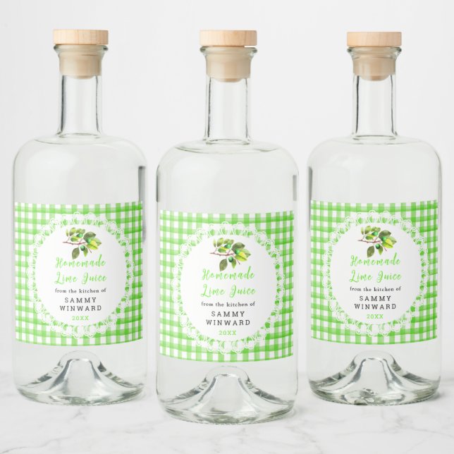 Homemade Lime Juice Drink Liquor Bottle Label (Bottles)
