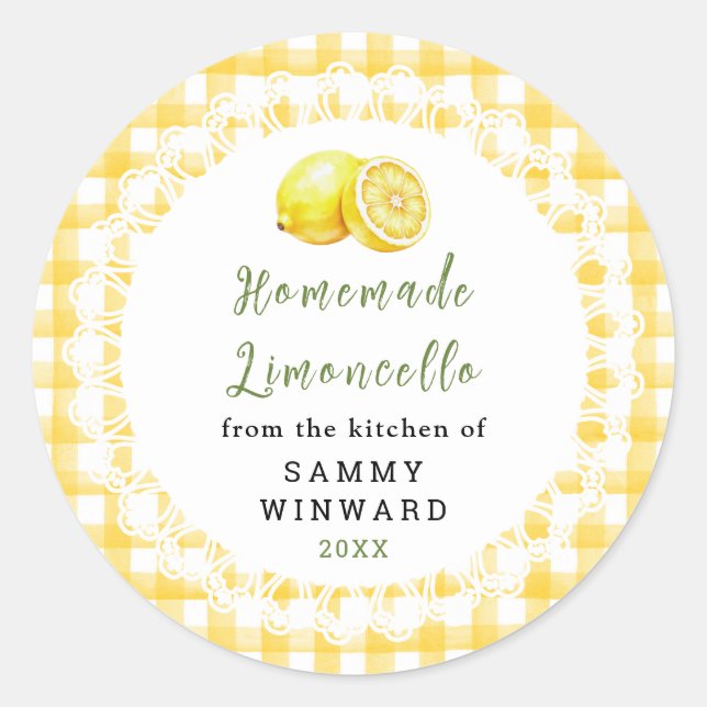 Homemade Limoncello Bottle Label (Front)