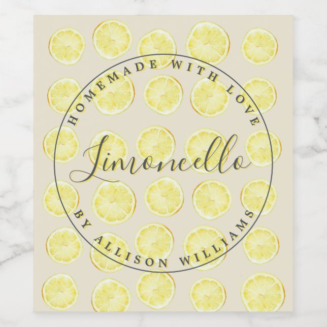 Homemade Limoncello Bottle Label Antique White (Single Label)