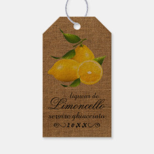 Homemade Limoncello Burlap Look Bottle Hang Tag