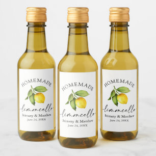 Homemade Limoncello Calligraphy Watercolor Lemon  Wine Label