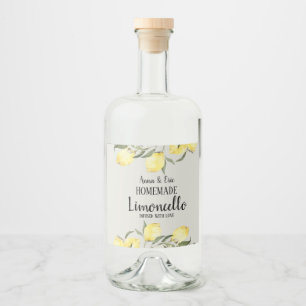 Homemade Limoncello Elegant Modern Wedding Liquor Bottle Label