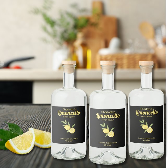 Homemade  Limoncello Lemon Liqueur    Liquor Bottle Label (Creator Uploaded)