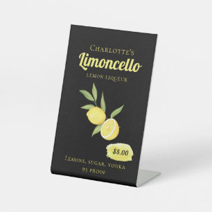 Homemade Limoncello Lemon Liqueur Price Pedestal Sign