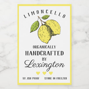 Homemade Limoncello Liqueur Small Bottle Label  