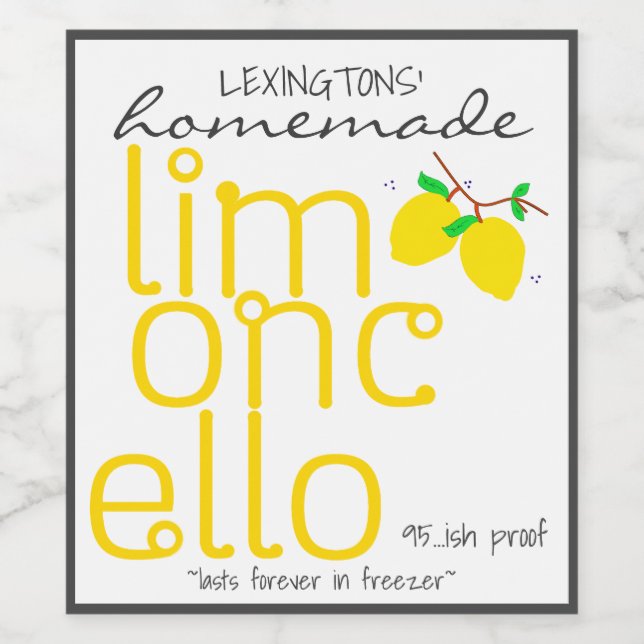 Homemade Limoncello Personalised Bottle Label | (Single Label)