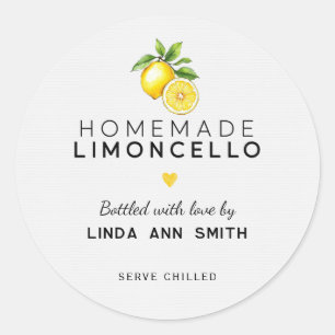 Homemade Limoncello Personalised Bottled Classic Round Sticker
