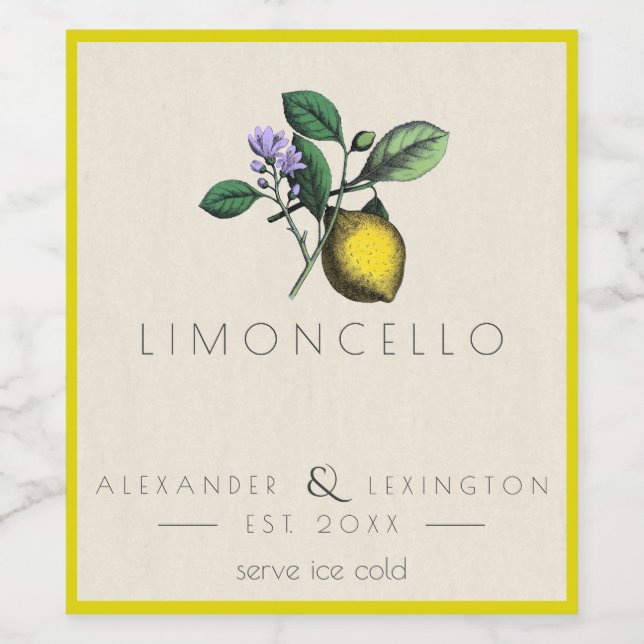 Homemade Limoncello Vintage Bottle Label | (Single Label)