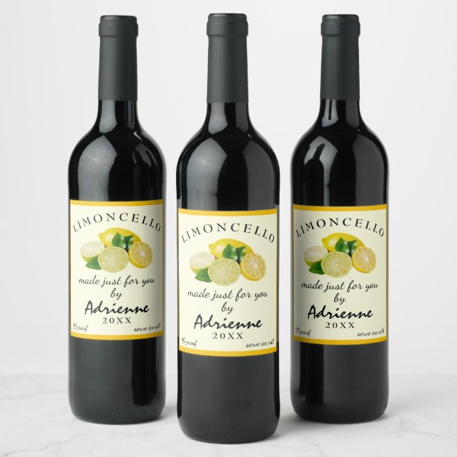Homemade Limoncello Wine Bottle Label (Bottles)