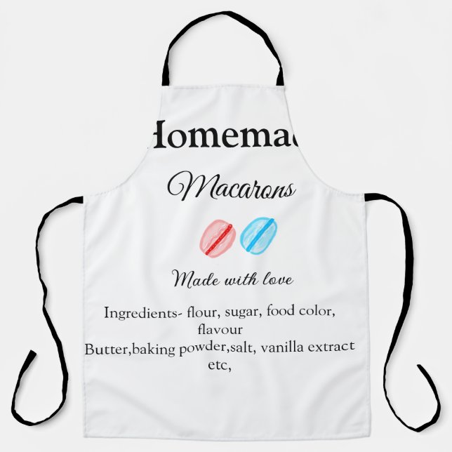 Homemade macarons add ingredients made with love b apron (Front)