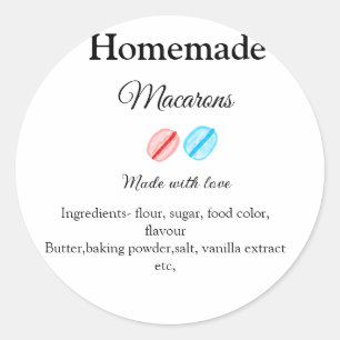 Homemade macarons add ingredients made with love b classic round sticker