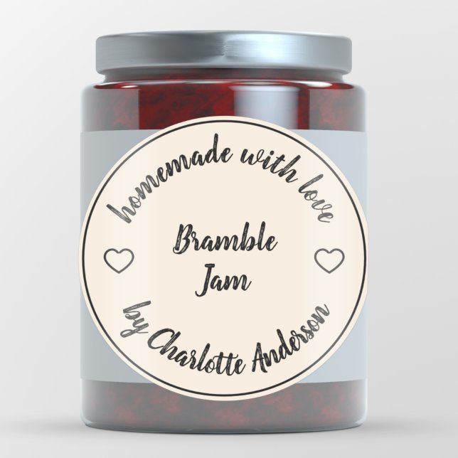 Homemade Made with Love | Heart Jam Cream Ivory Classic Round Sticker (Creator Uploaded)