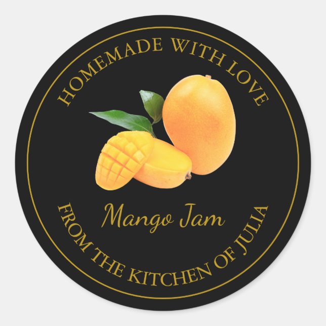 Homemade Mango Jam Label | Black (Front)