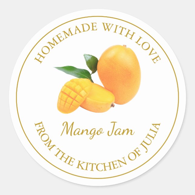 Homemade Mango Jam Label | White (Front)