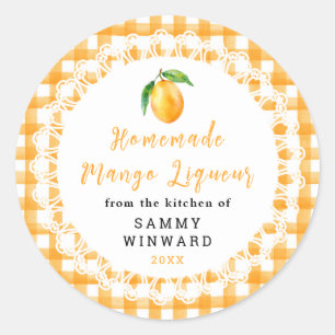 Homemade Mango Liqueur Bottle Label