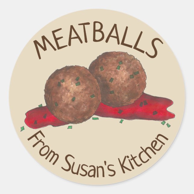 Homemade Meatballs Italian Kitchen Personalised Classic Round Sticker (Front)
