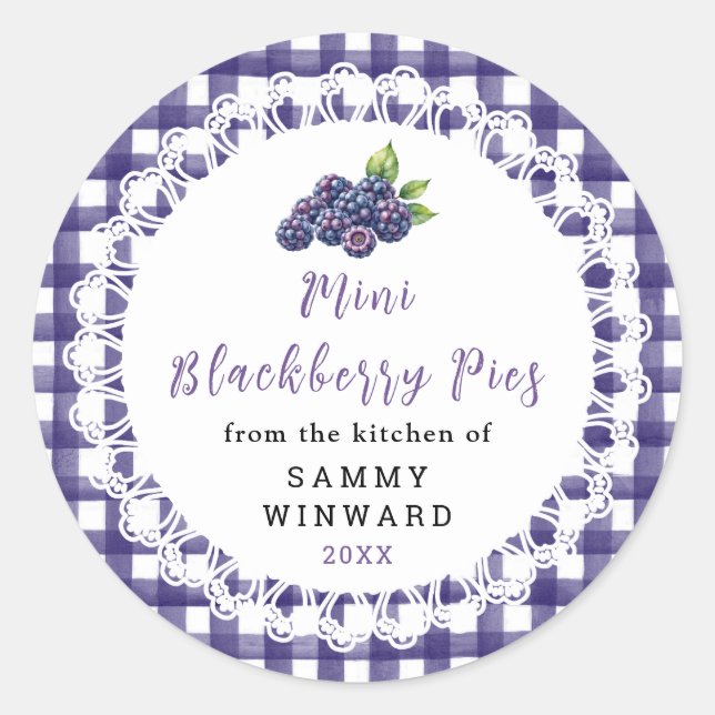 Homemade Mini Blackberry Pie Label (Front)