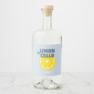 Homemade Modern Light Blue Love Limoncello Liquor Bottle Label