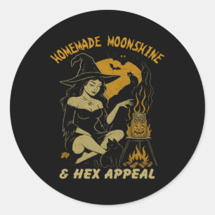 Homemade Moonshine And Hex Appeal Halloween Witch  Classic Round Sticker