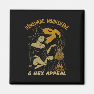 Homemade Moonshine And Hex Appeal Halloween Witch Magnet