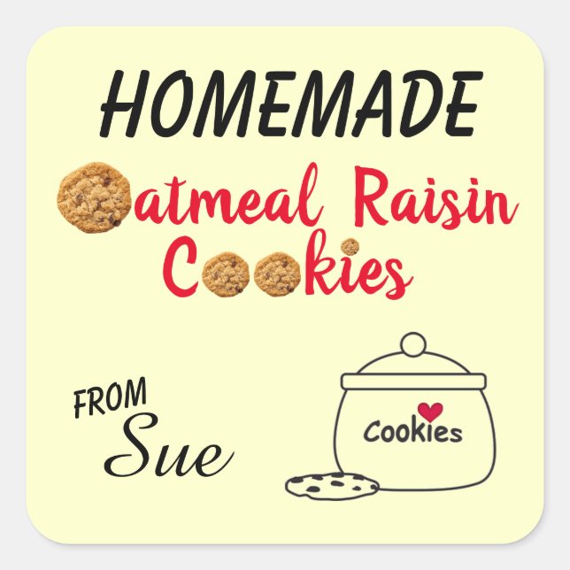 Homemade Oatmeal Raisin Cookie Label Stickers (Front)