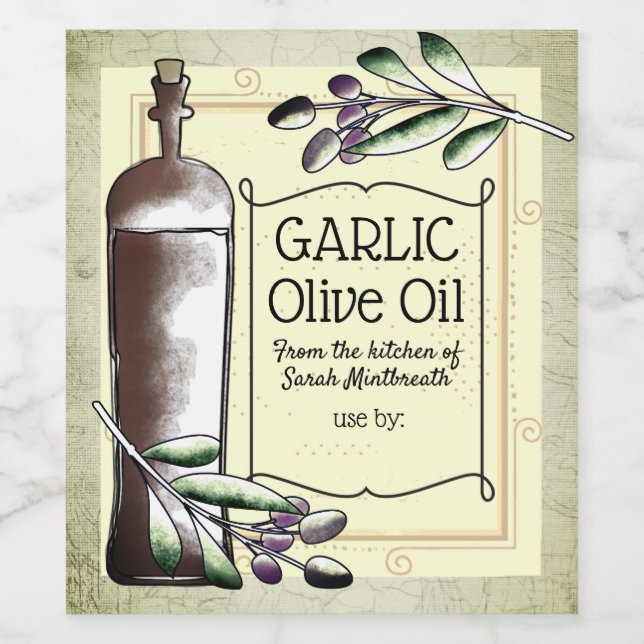Homemade olive oil vinegar home canning label (Single Label)
