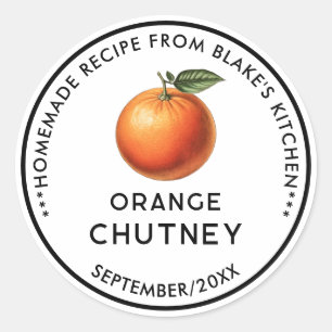Homemade orange chutney preserve canning label
