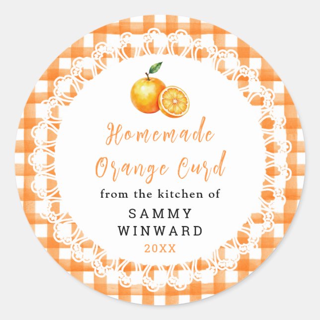 Homemade Orange Curd Jar Label (Front)