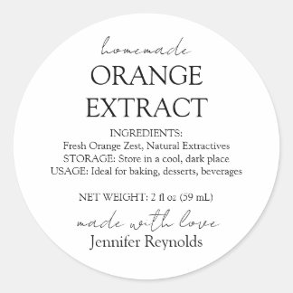 Homemade Orange Extract Bottle Instructions Classic Round Sticker