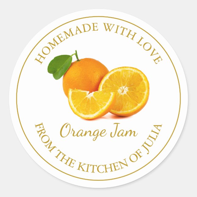 Homemade Orange Jam Label | White (Front)