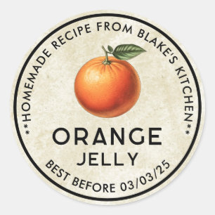 Homemade Orange jelly vintage style canning label