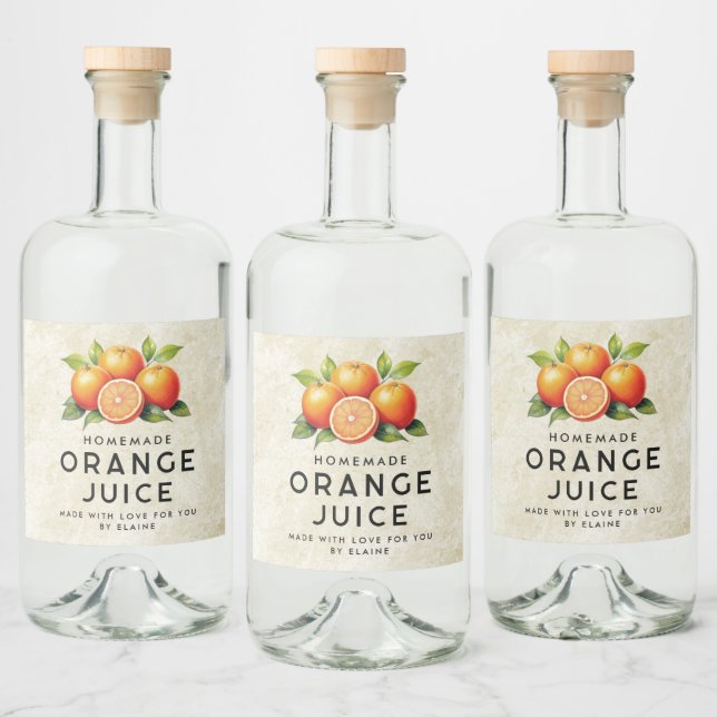 Homemade orange juice  liquor bottle label (Bottles)