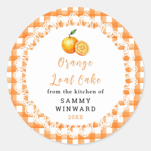 Homemade Orange Loaf Cake Label (Front)
