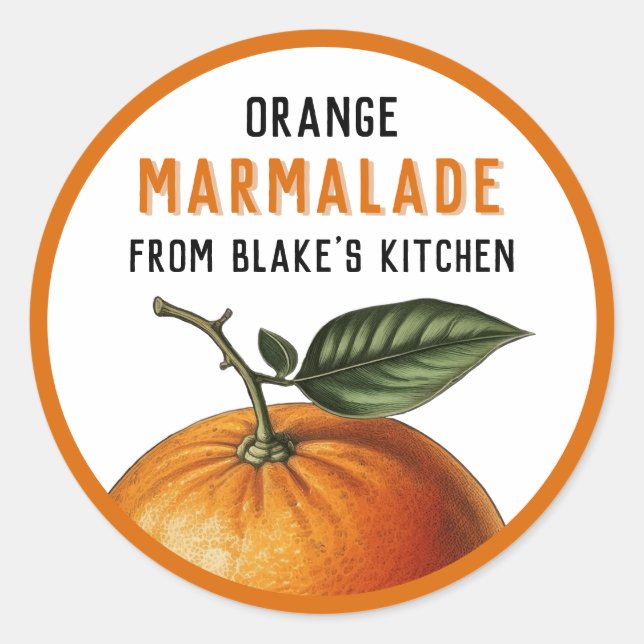 Homemade Orange marmalade canning Labels (Front)