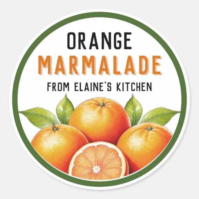 Homemade Orange marmalade canning Labels (Front)