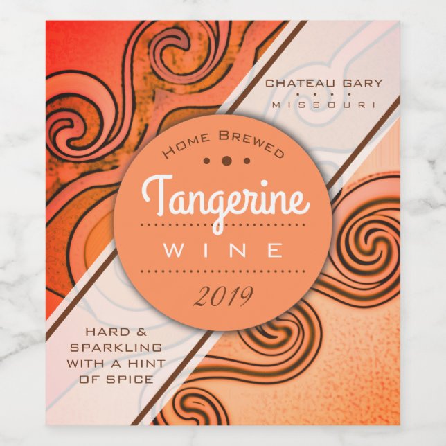 Homemade orange wine cider personalised wine label (Single Label)