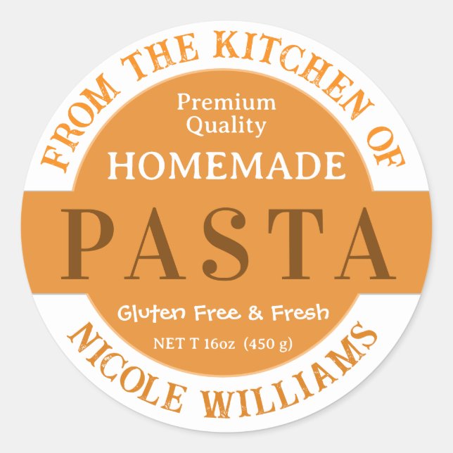 Homemade Pasta Custom Label Sticker (Front)