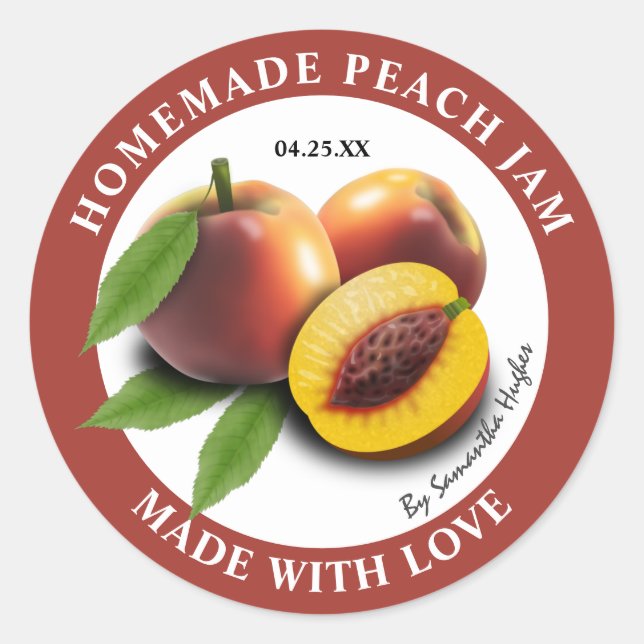 Homemade Peach Jam Labels (Front)
