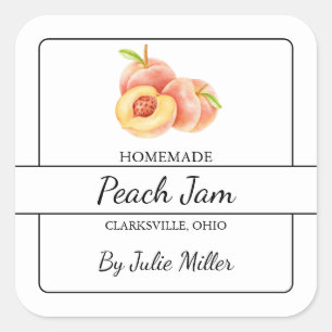 Homemade Peach Jam Square Label