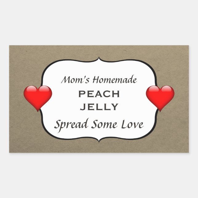 Homemade Peach Jelly Jam Country Canning Label (Front)