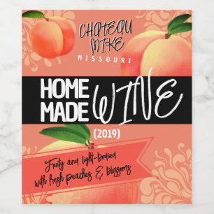 Homemade peach winemaking personalised wine label