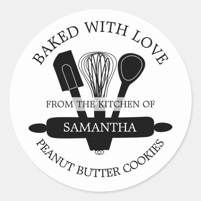 Homemade Peanut Butter Cookies Baked With love Classic Round Sticker (Front)