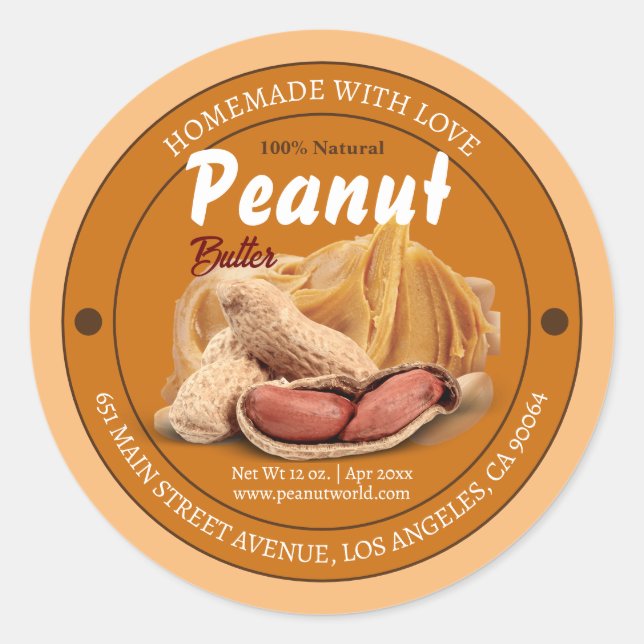 Homemade Peanut Butter Labels Sticker (Front)