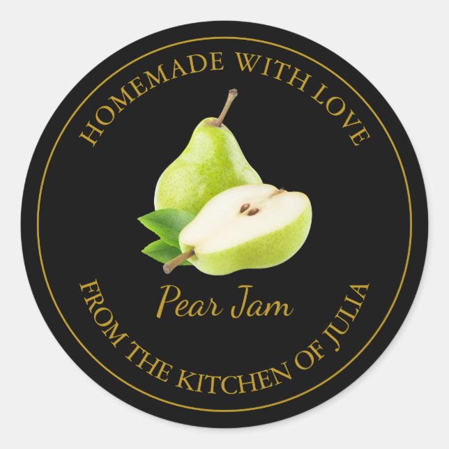 Homemade Pear Jam Label | Black (Front)
