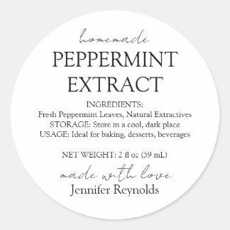 Homemade Peppermint Extract Bottle Instructions Classic Round Sticker