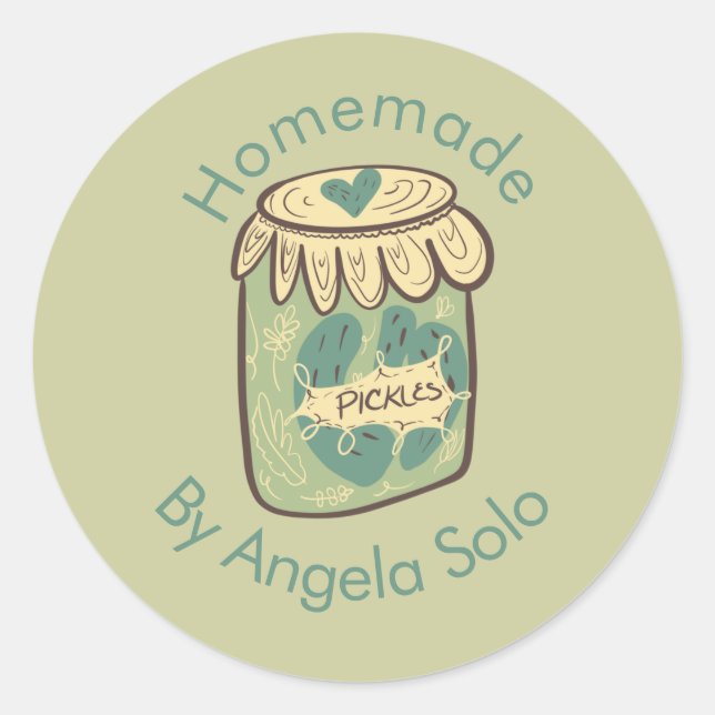 Homemade Pickles Branding Business Packaging  Classic Round Sticker (Front)