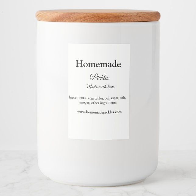 Homemade pickles made with love add text website food label (Front)