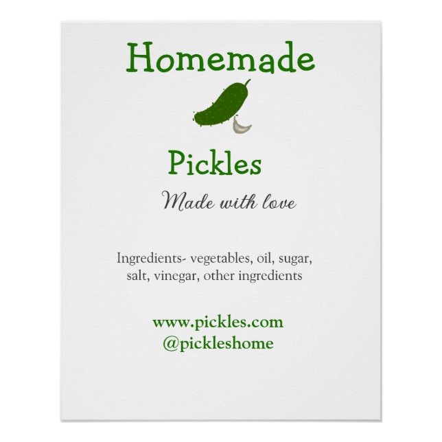 Homemade pickles made with love add text website poster (Front)